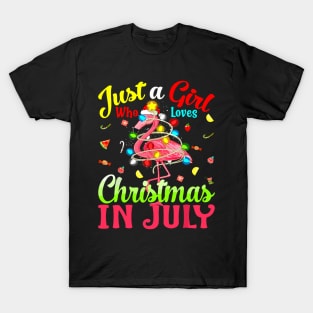 Just A Girl Who Loves Christmas In July Flamingo T-Shirt